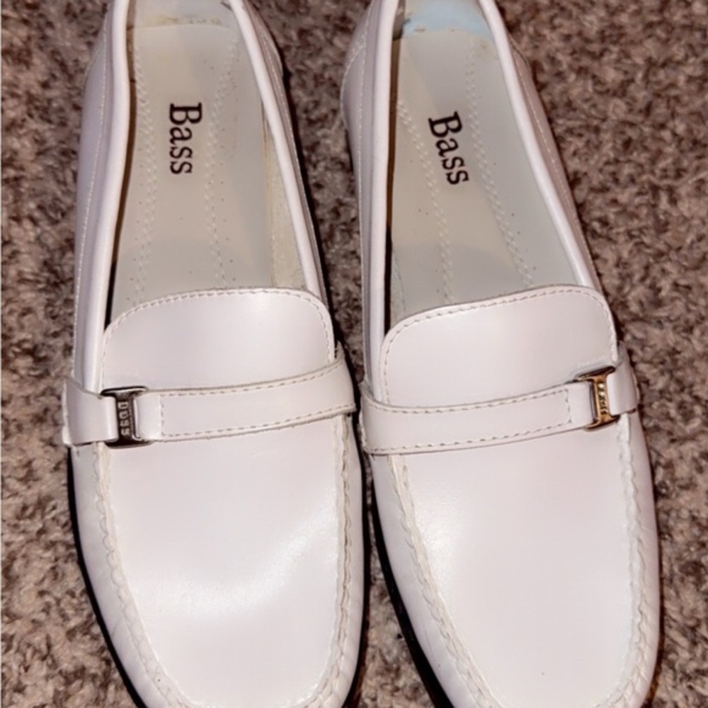 Bass Classic White Leather Loafers